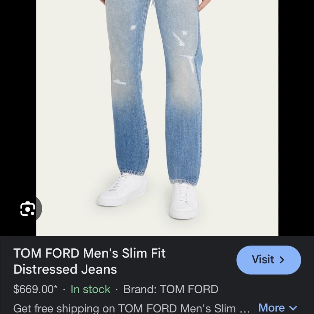 Tom Ford Blue Slim Distressed Jeans
